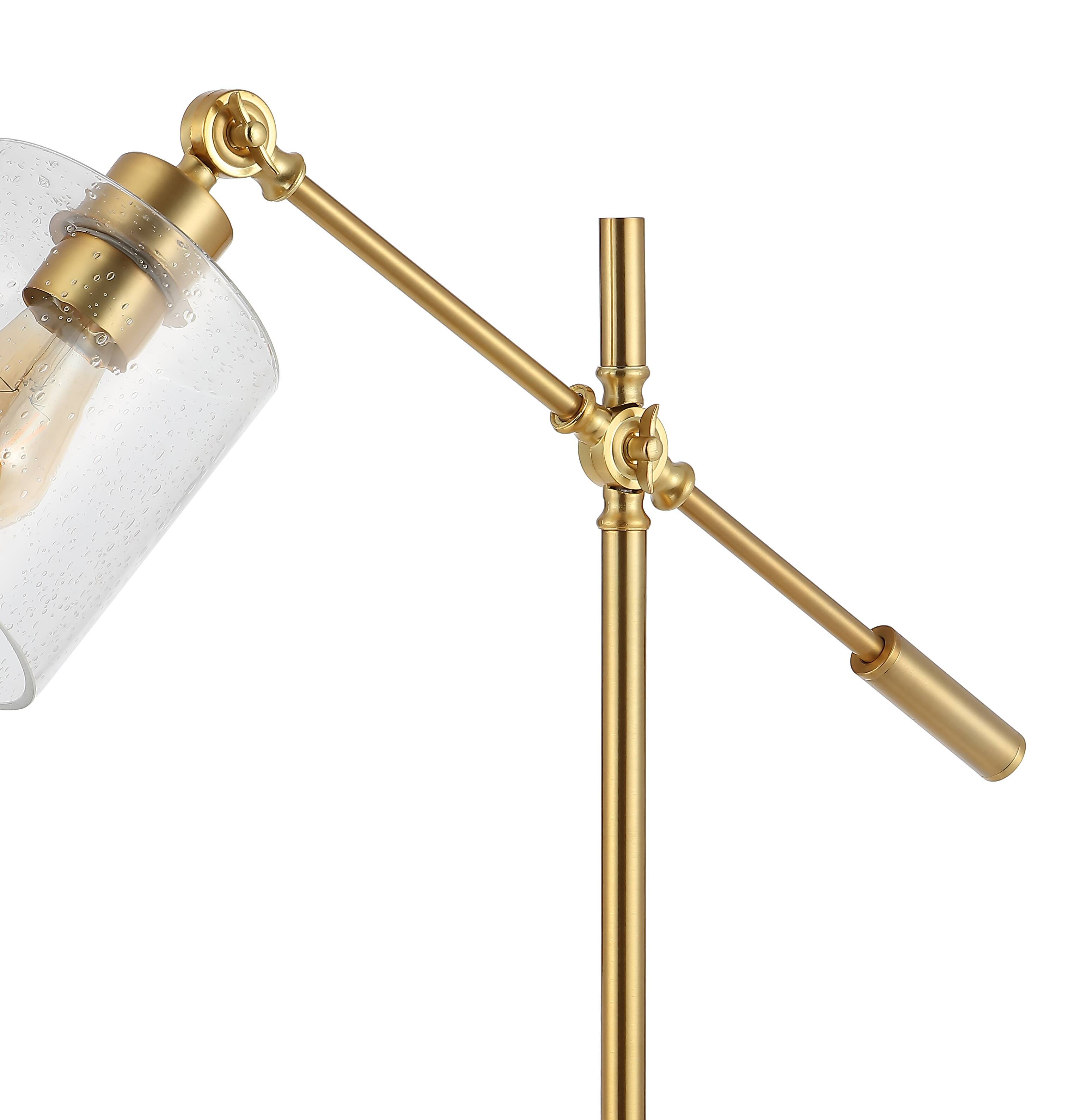 Alt View 3. Jonathan Y - Kathryn Classic 23" Iron/Seeded Glass Adjustable Head Modern USB Charging LED Task Lamp, Brass Gold - Brass Gold.