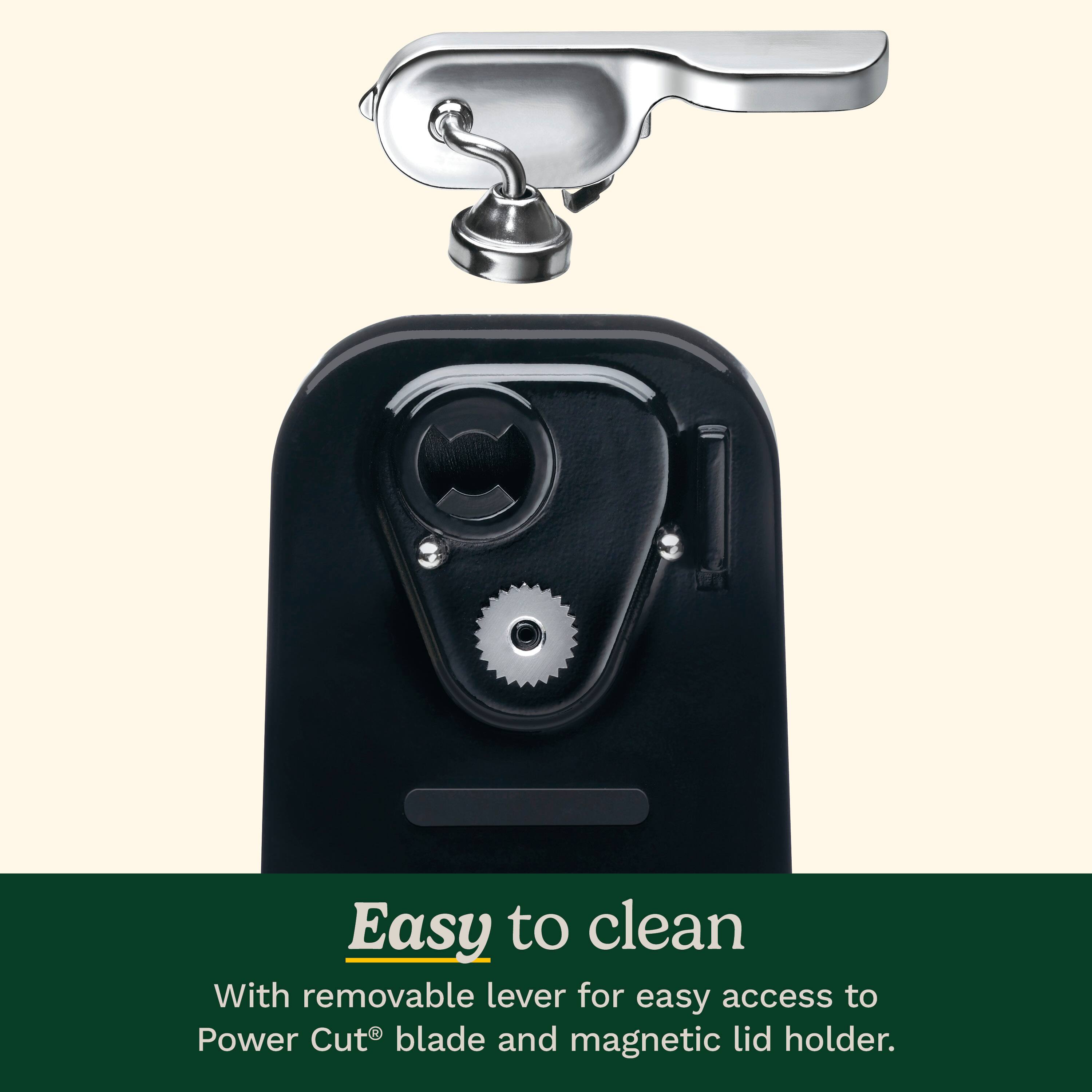 Easy to clean. With removable lever for easy access to Power Cut blade and magnetic lid holder.