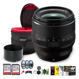 Bundle - Fujifilm - XF 56mm f/1.2 R WR Lens, 2 Pack 64GB PRO UHS-I SDXC Memory Card - Black