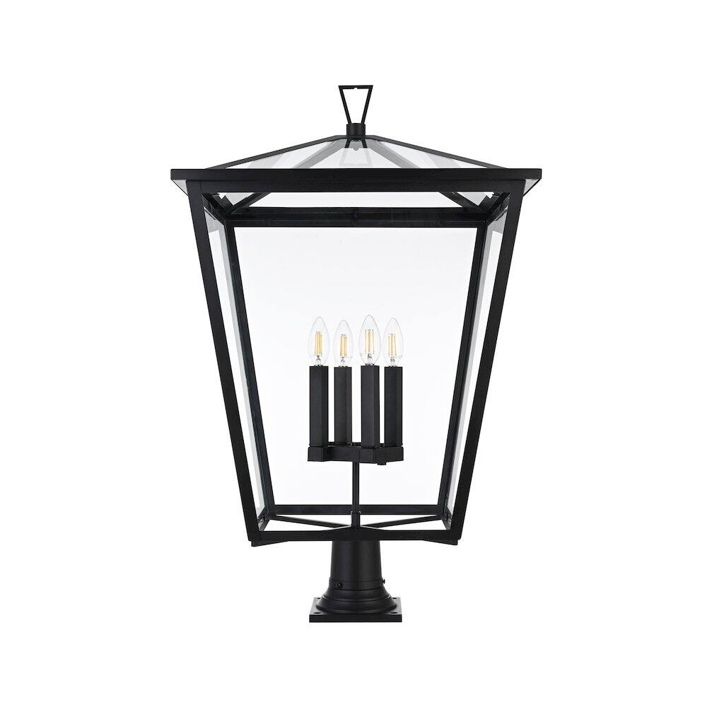 Left. Elegant Lighting - Oxford 7 inch Outdoor Pendant in Black - Black.