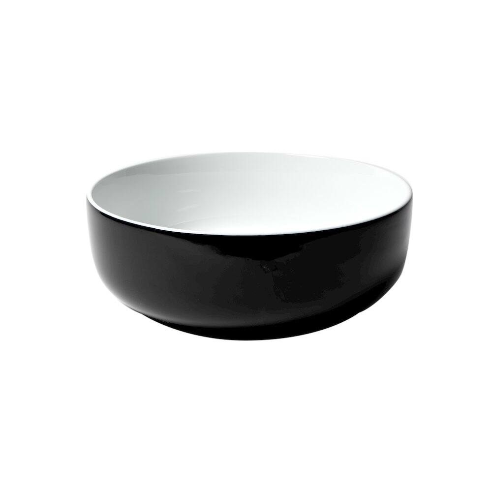 Alt View 1. Alfi - Black & White 15" Round Above Mount Ceramic Sink - Black.