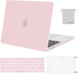 mosiso - MacBook Pro 13" hard shell case with keyboard skins, screen protector and storage bag - Baby Pink