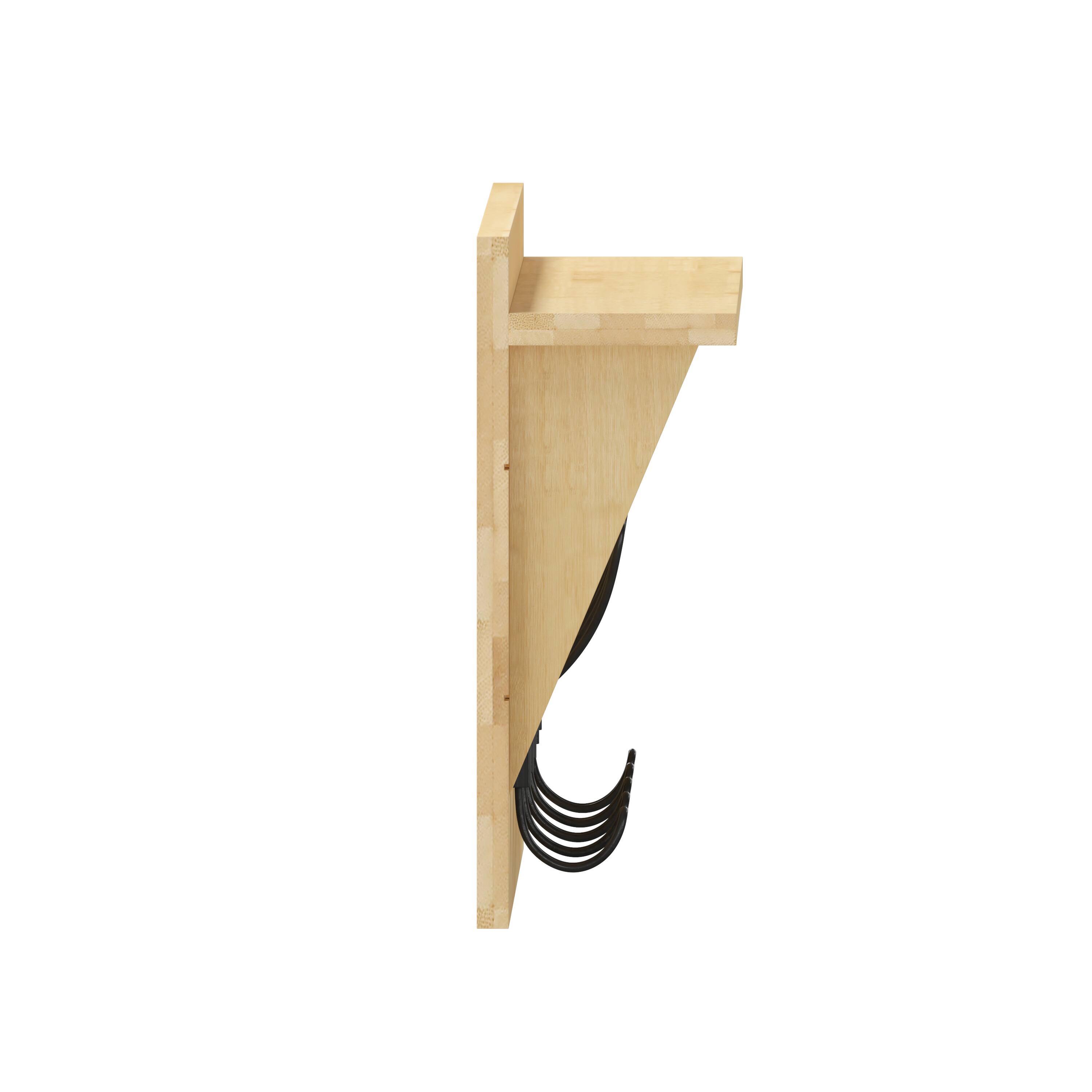 Alt View 8. Emma + Oliver - Alcott Rustic Country Wall Mounted Entryway Shelf with 5 Rustic Hooks and Wood Construction - Bamboo.