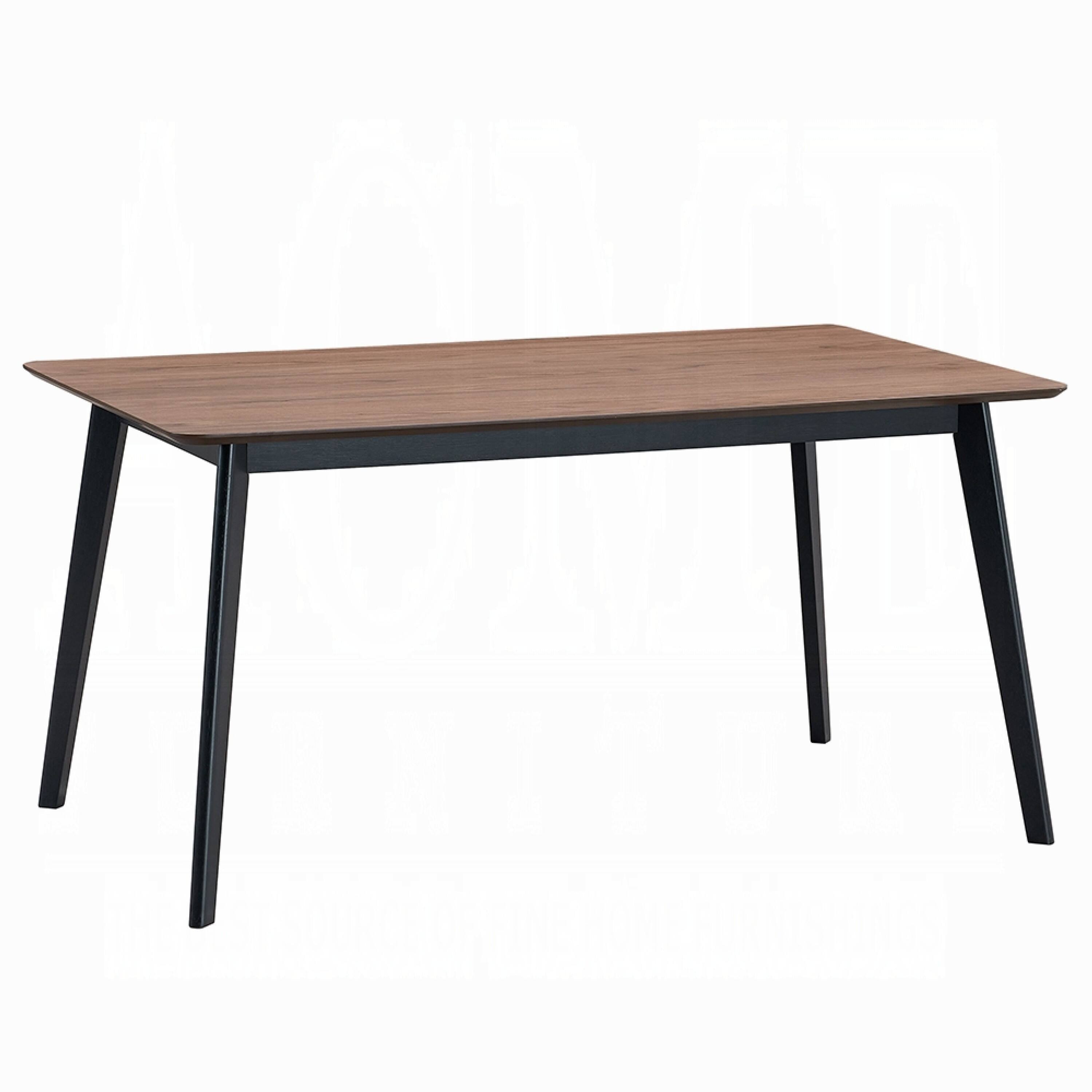 Front. Manhattan Lane - Bery Dining Table, 59 Inch Rectangular Brown Top, Scandinavian Black - Walnut Brown, Black.
