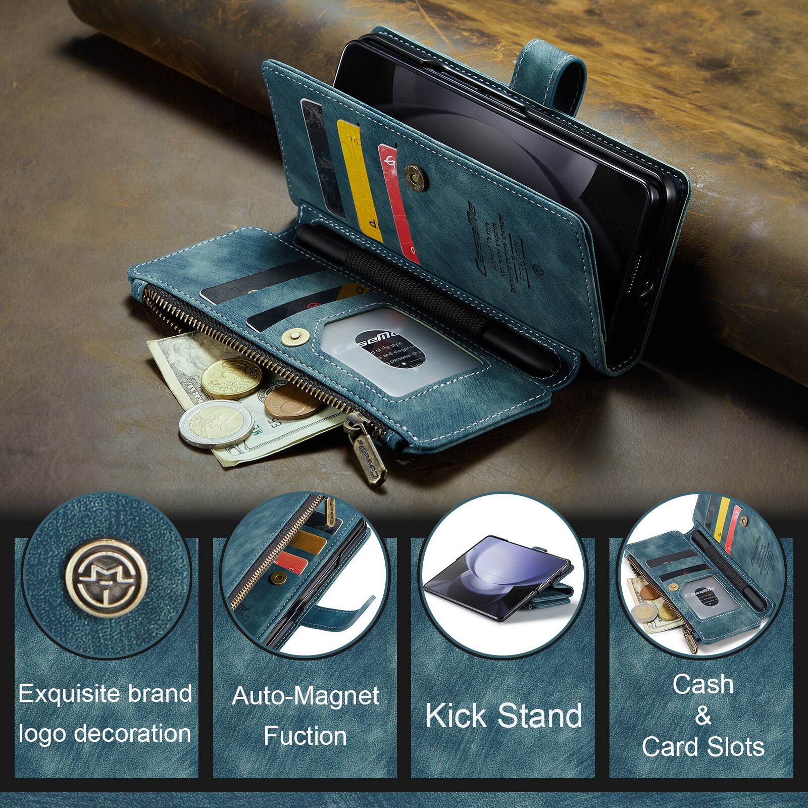 14 G d O selo G Exquisite brand Auto-Magnet Kick Stand logo decoration Function Cash & Card Slots