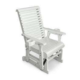 Fortune Candy - Wooden Patio Glider for One Person, with High Back and Deep Contoured Seat, Solid Fir Wood, Heavy Duty 600 LBS - White