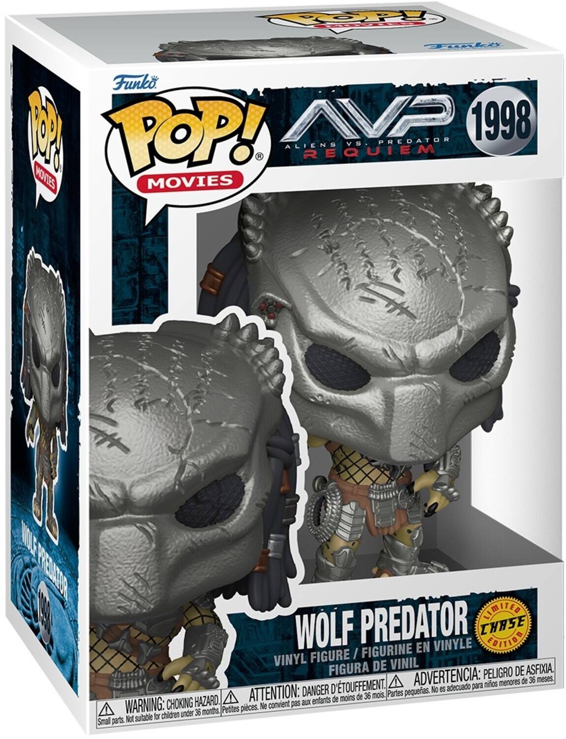 Funko POP! Movies  
AVP Predator 1998 Aliens vs. Predator Requiem  
Wolf Predator Vinyl Figure / Figurine en Vinyle / Figura de Vinil  
Limited Chase Edition  

Warning: Choking Hazard. Small parts. Not suitable for children under 36 months.  
Attention: Danger d'étouffement. Petites pièces. Ne convient pas aux enfants de moins de 36 mois.  
Advertencia: Peligro de asfixia. No es adecuado para niños menores de 36 meses.