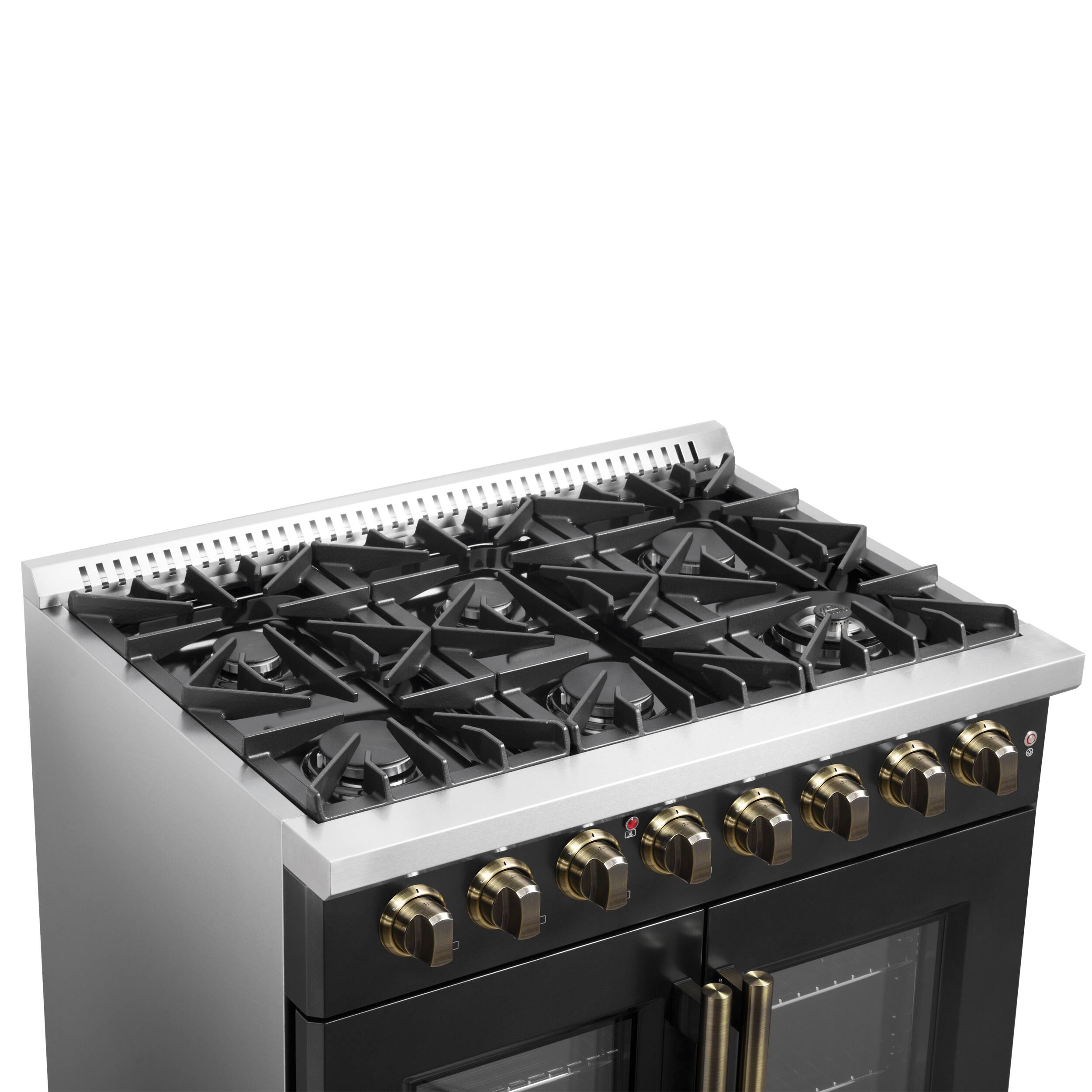 Alt View 7. Forno Appliances - Galiano 5.36 Cu. Ft. Freestanding Dual Fuel True Convection Range - Black.