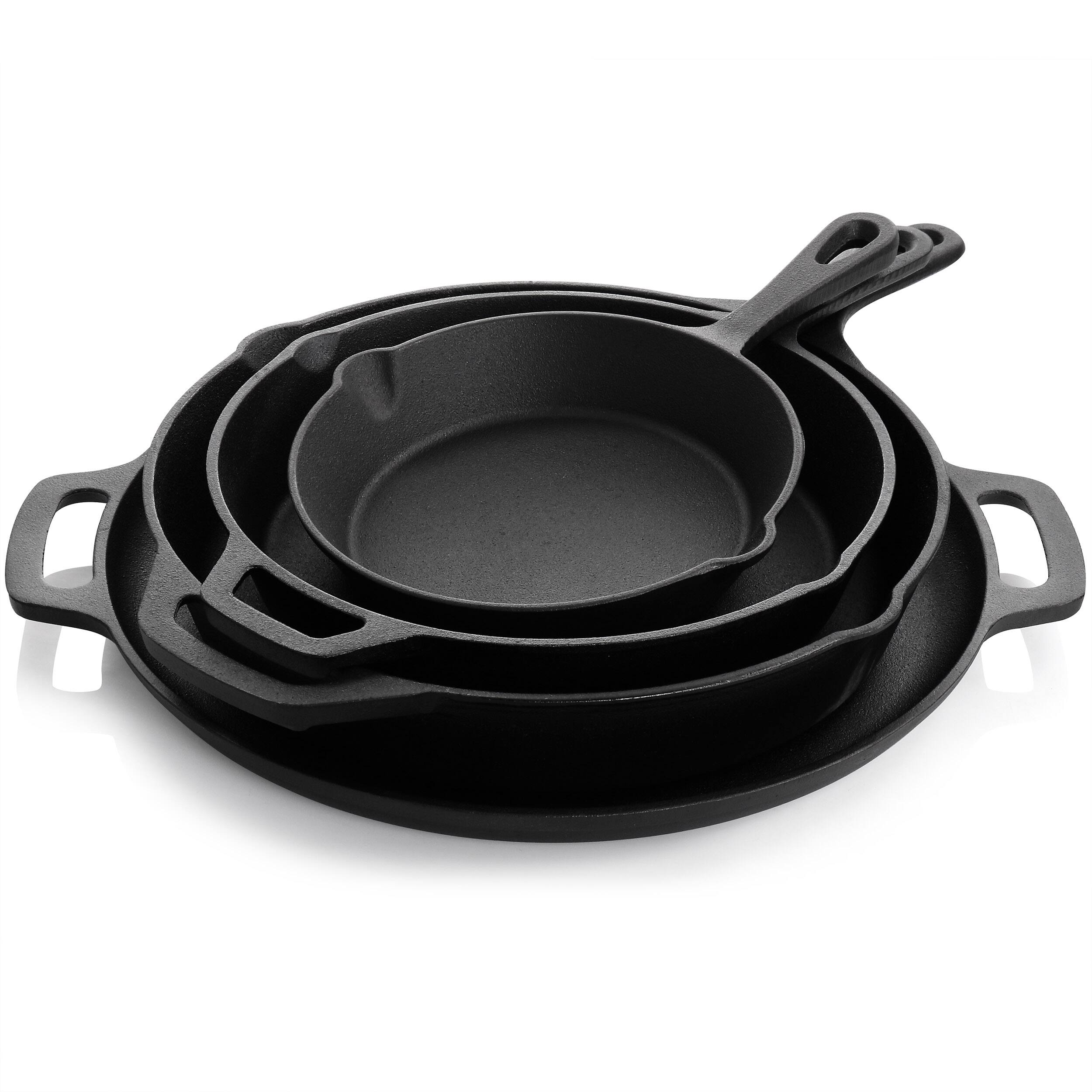 Alt View 1. MegaChef - MegaChef 12 Piece Round PreSeasoned Cast Iron Cookware Set - Black and Red.