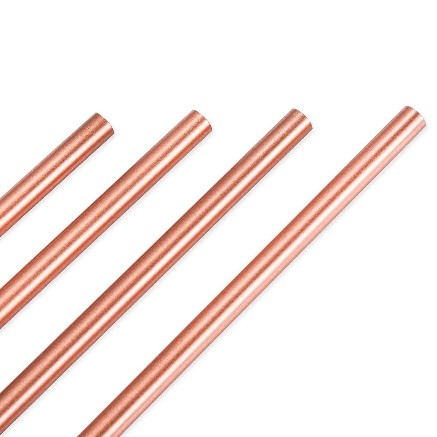 Left. Dazzed Corner - Copper Drinking Straws Set with Cleaning Brush for Moscow Mule Mug (Set of 4) - Copper.