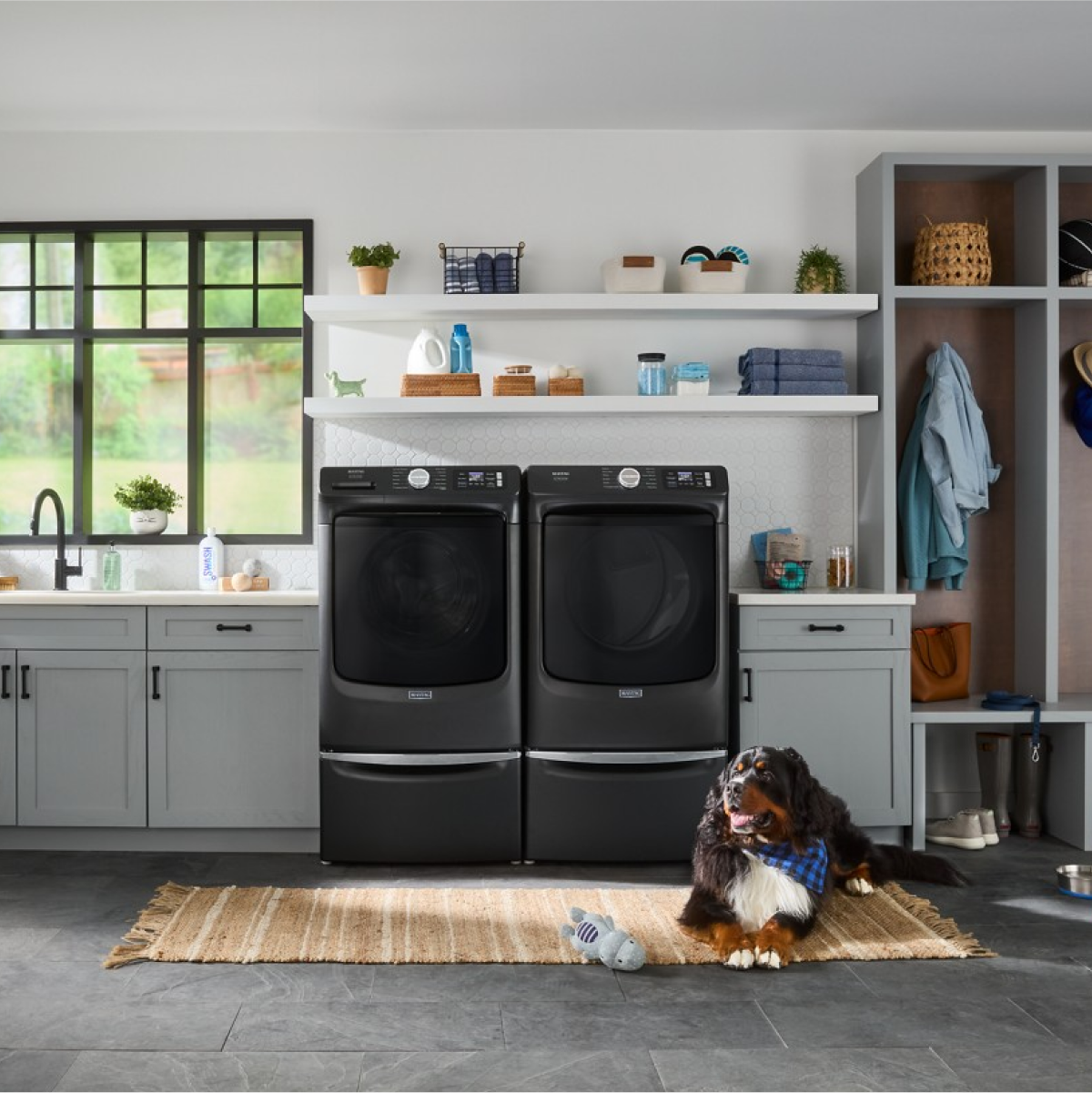 Alt View 6. Maytag - Maytag - 7.4 Cu. Ft. Smart Electric Dryer with Steam and Pet Pro System - Volcano Black - Volcano Black.