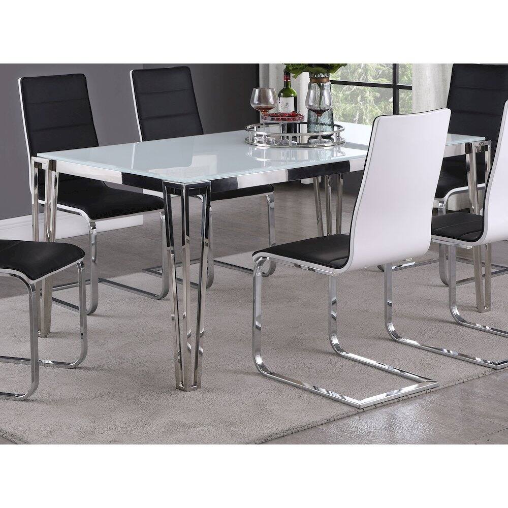 Alt View 4. Coaster Co. of America - Pauline Rectangular 64-inch Glass Top Dining Table Chrome - Silver.