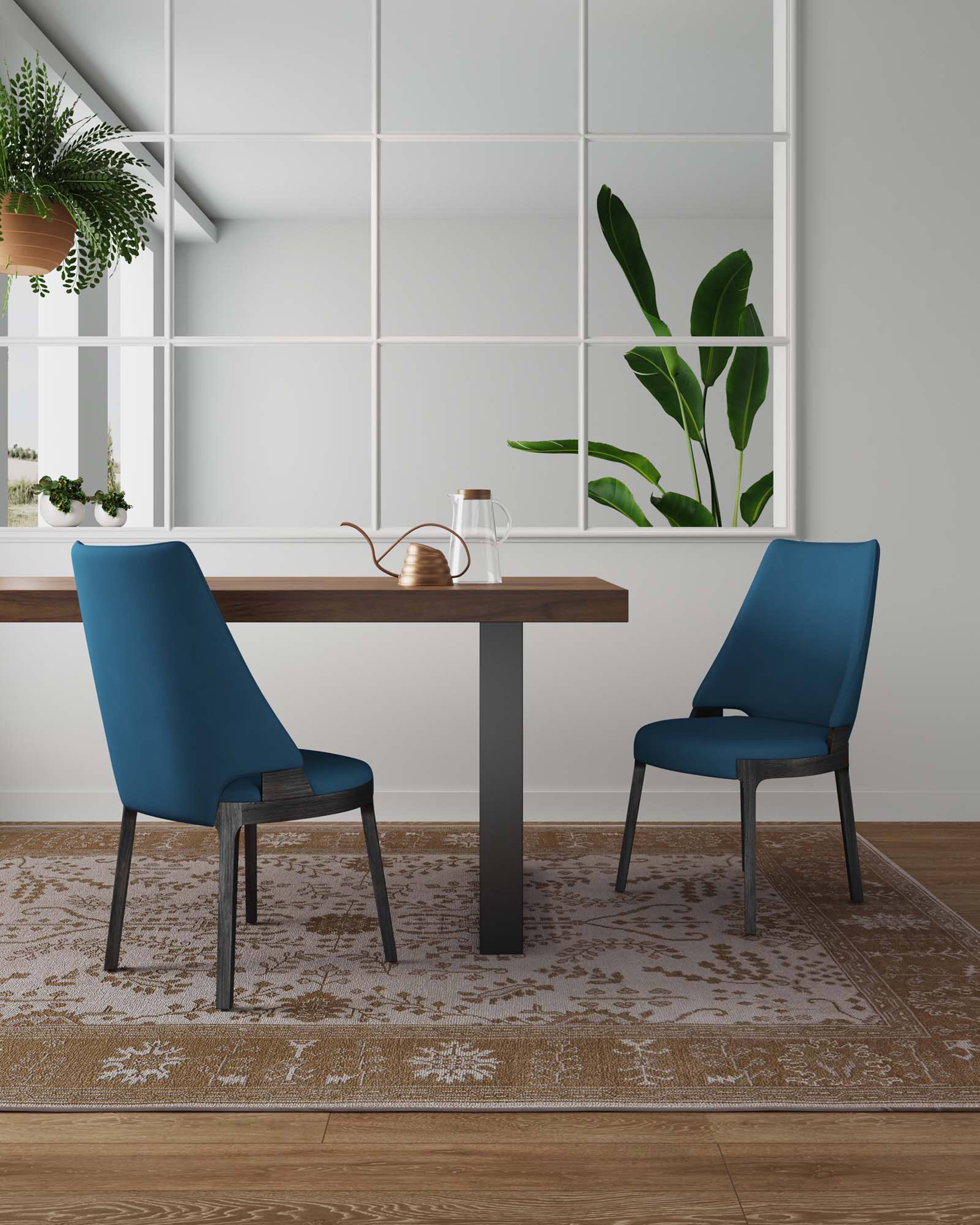 Angle. Manhattan Comfort - Kara Modern Wood Upholstered Dining Chair - Set of 2 - Blue.
