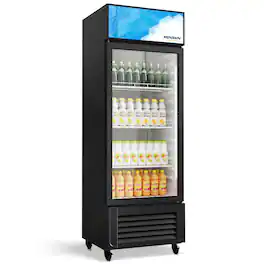 Winado - 10 Cu.Ft Commercial Beverage Refrigerator ETL NSF, Slim Merchandiser Display Refrigerator Beverage Cooler Glass Door - Black