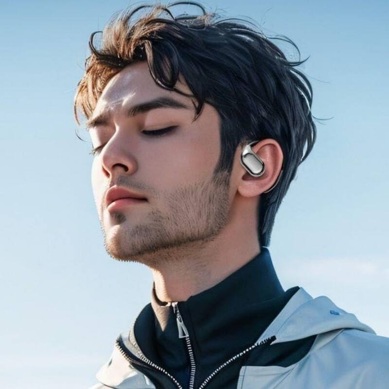 Alt View 2. RISOKEYS - Earhook Bluetooth Headphones, Wireless Sport Earphones with Noise Cancelling, for Gym Commute Runners - Black.