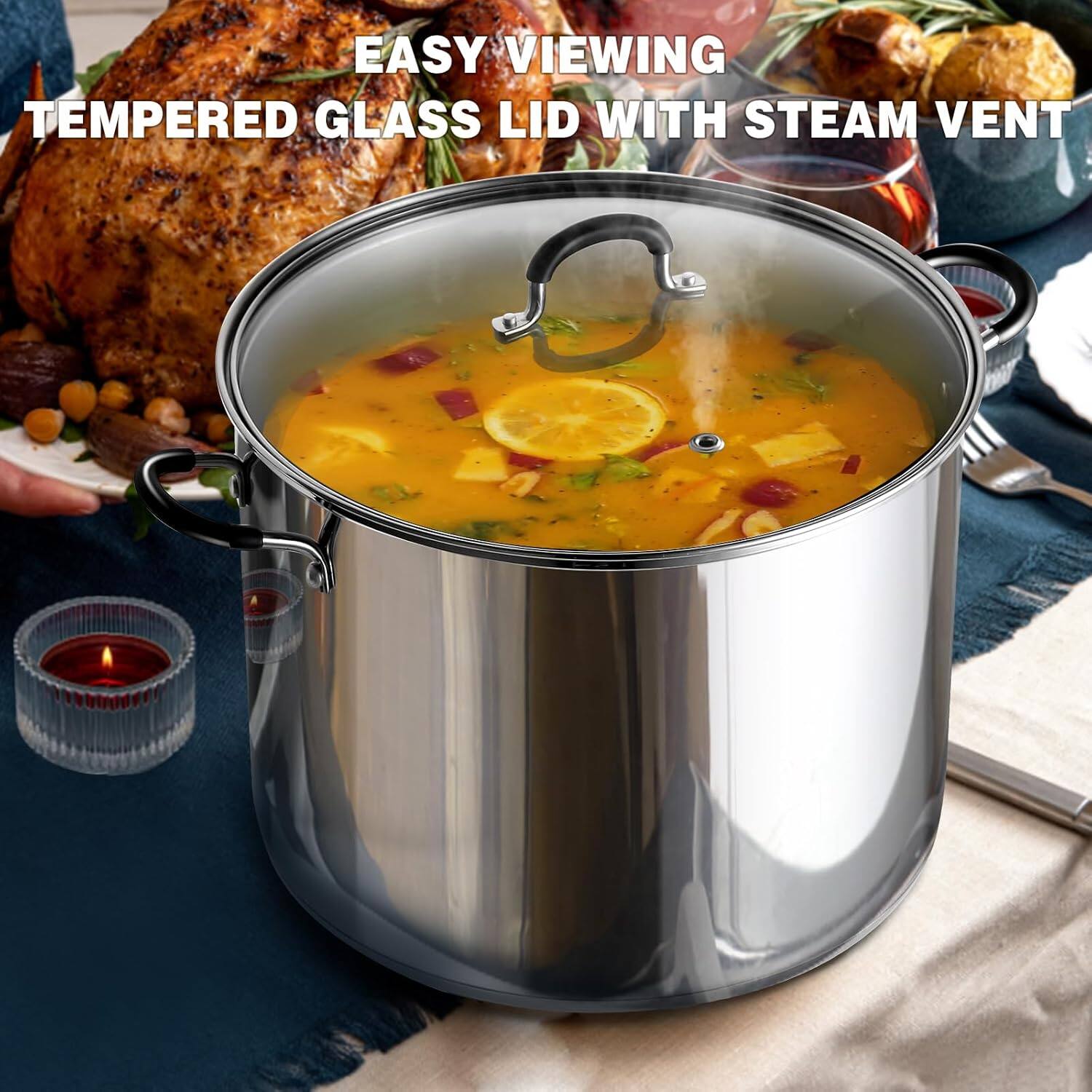 EASY VIEWING TEMPERED GLASS LID WITH STEAM VENT