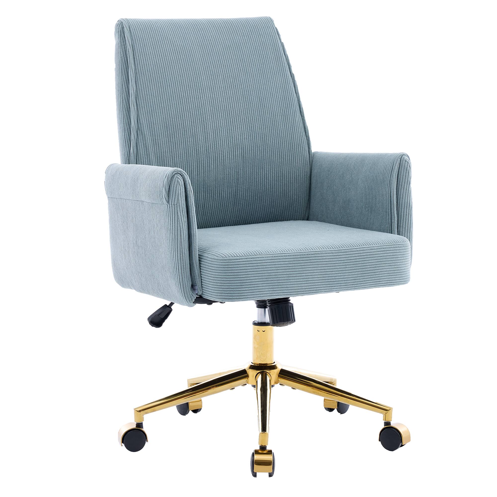 Alt View 7. Meqiodas - Mid-Back Office Chair, Swivel Office Chair, Striped Fabric, Ergonomically Designed, Home Office Chair with Metal Base - Blue.