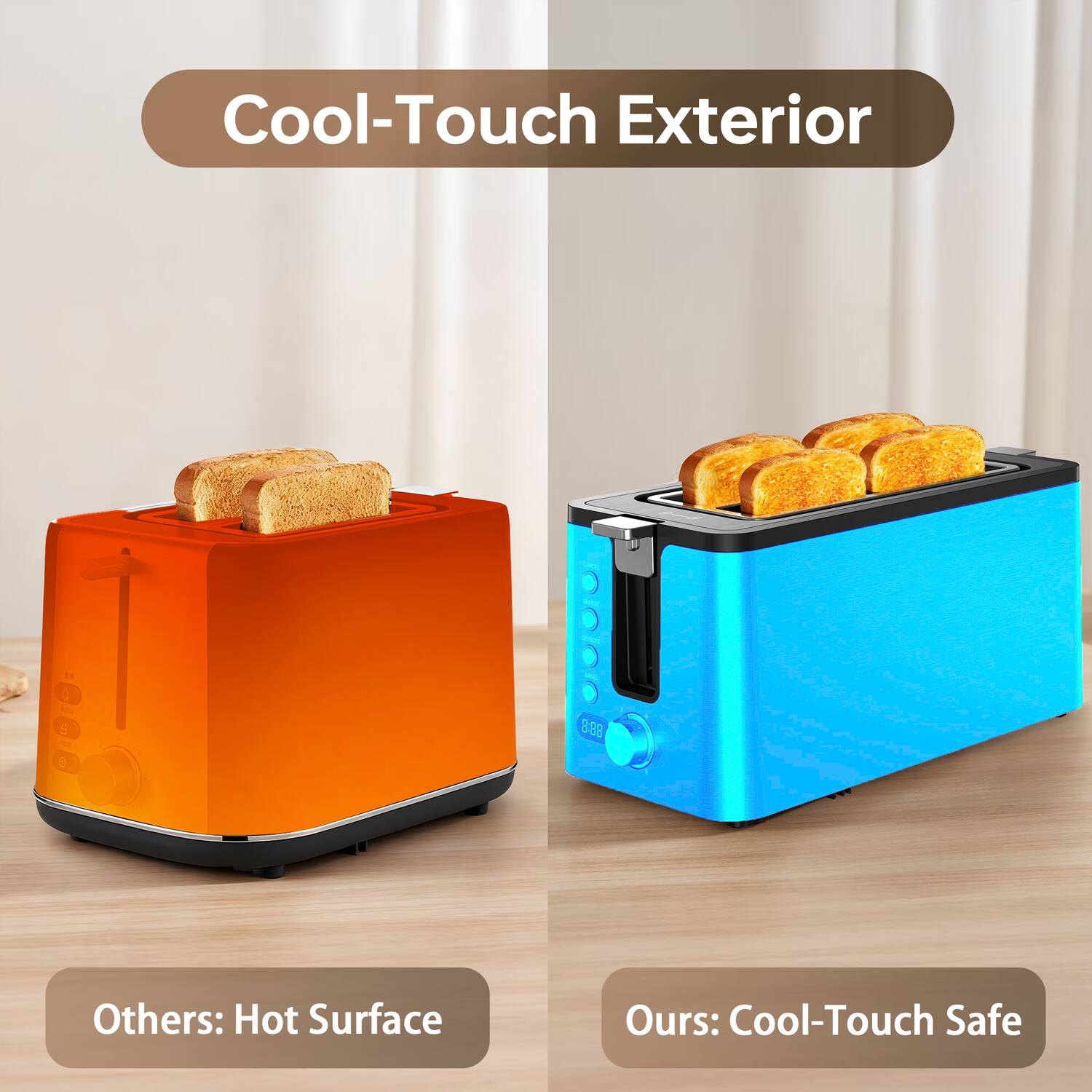 Cool-Touch Exterior

Others: Hot Surface

Ours: Cool-Touch Safe