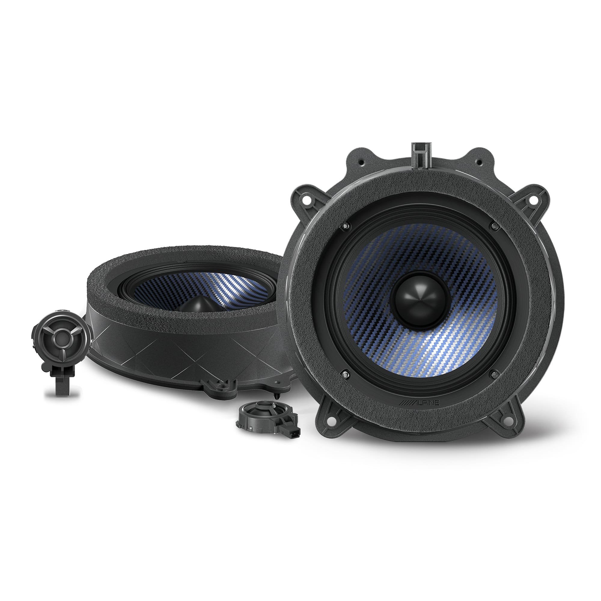 Alpine - EV-65CF-T - 6.5" Component Front Door Speaker Set Compatible with 17-24 Model 3 & 20-24 Model Y - Black/Gray