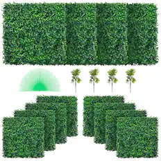 Front. VEVOR - 12PCS 20x20inch Artificial Boxwood Panels,Boxwood Hedge Wall Panels,Artificial Grass Backdrop Wall 1.6\" - Green.