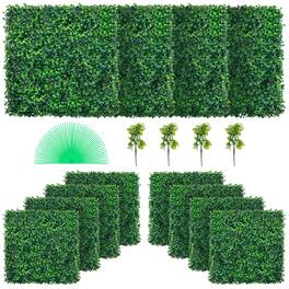 VEVOR - 12PCS 20x20inch Artificial Boxwood Panels,Boxwood Hedge Wall Panels,Artificial Grass Backdrop Wall 1.6\" - Green