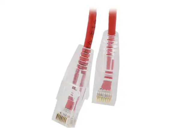 Front. Nippon Labs - Nippon Labs 28 AWG Snagless Cat6 Ethernet Cable - 7ft, Red, 550MHz, UTP, RJ45.