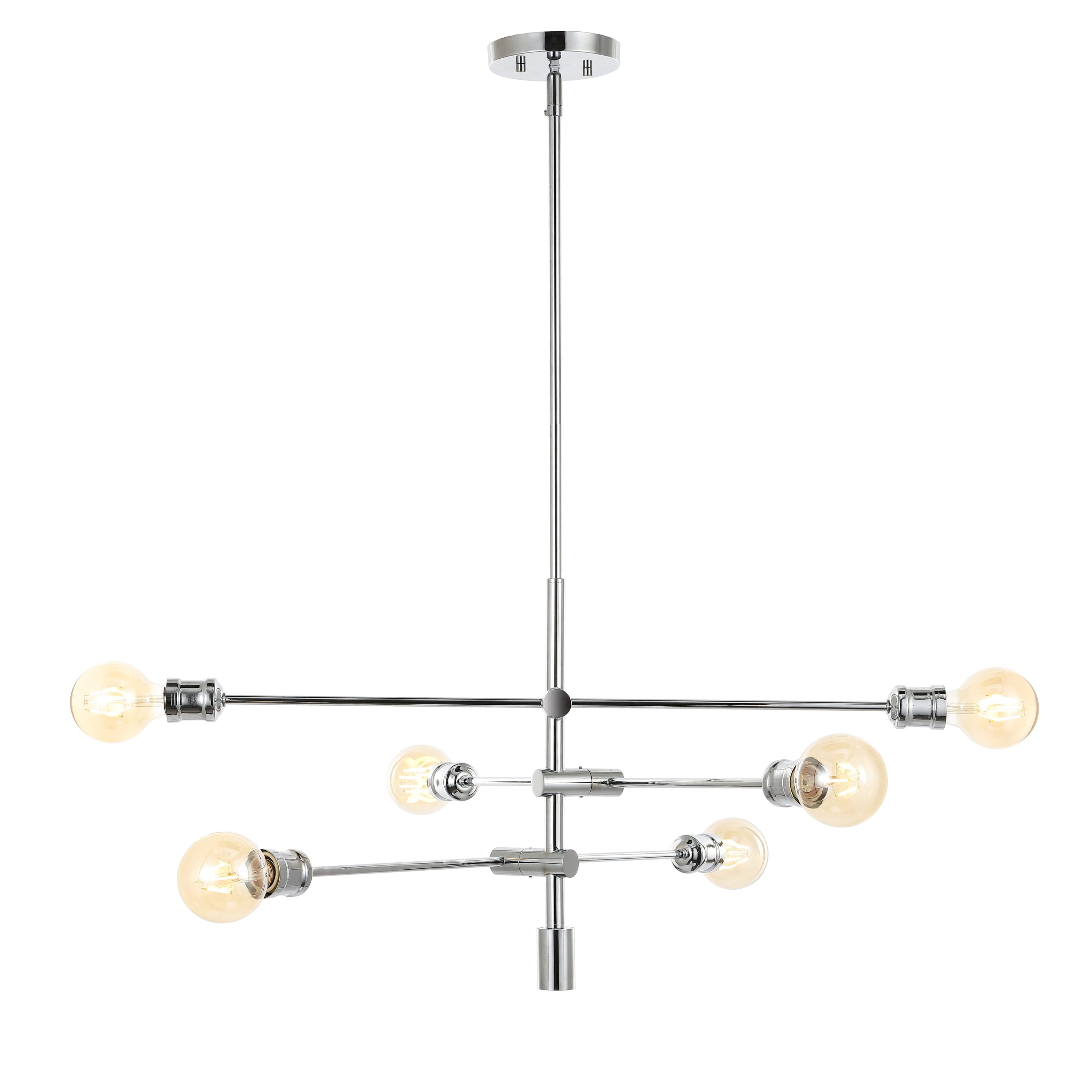 "Jonathan Y - Ikon 36"" 6-Light Modern Vintage Iron Arm-Adjustable LED Pendant - Chrome" price history on PriceWatchPro