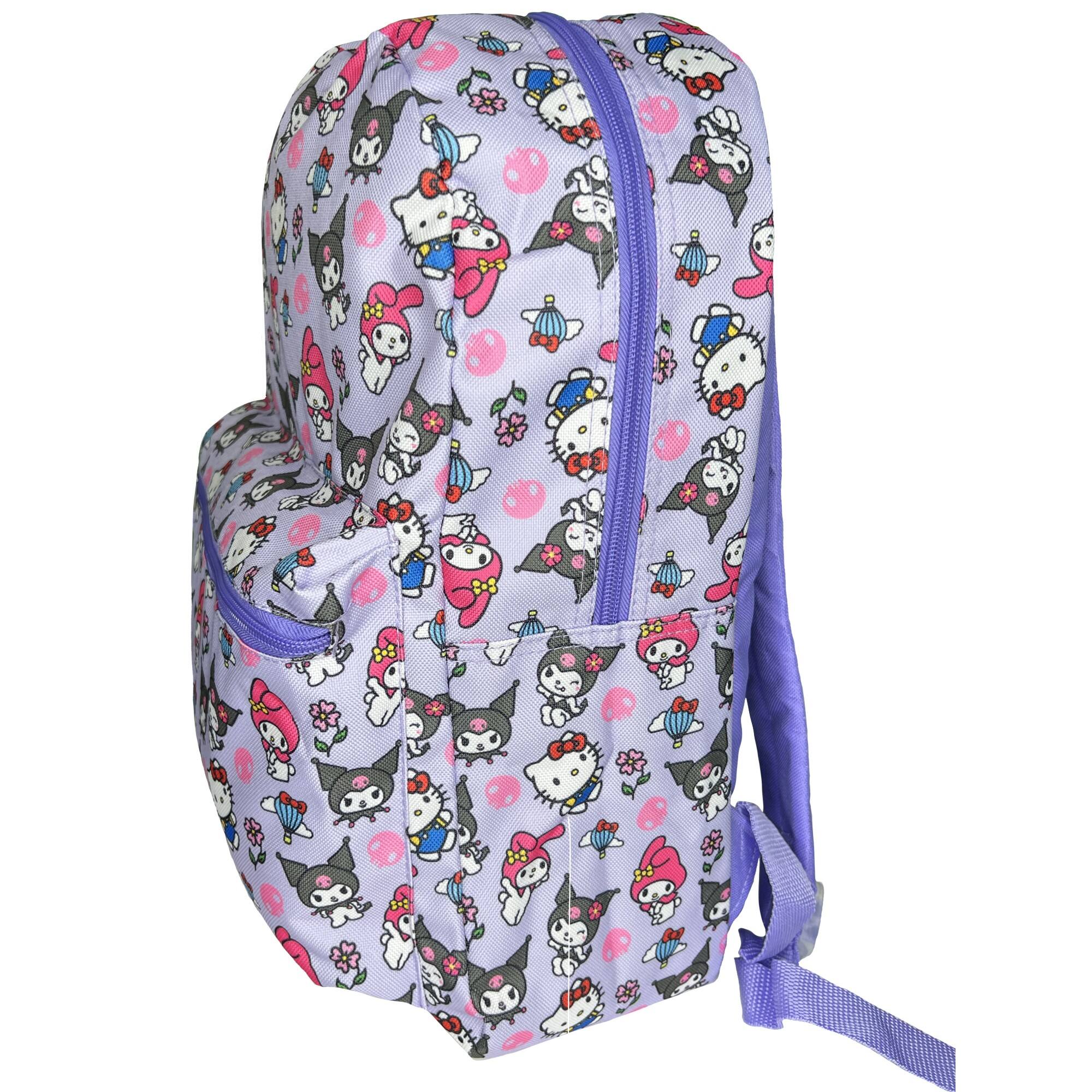 Alt View 3. UPD - Kuromi All Over Nylon Purple Kids 16" School Backpack - Multicolored.