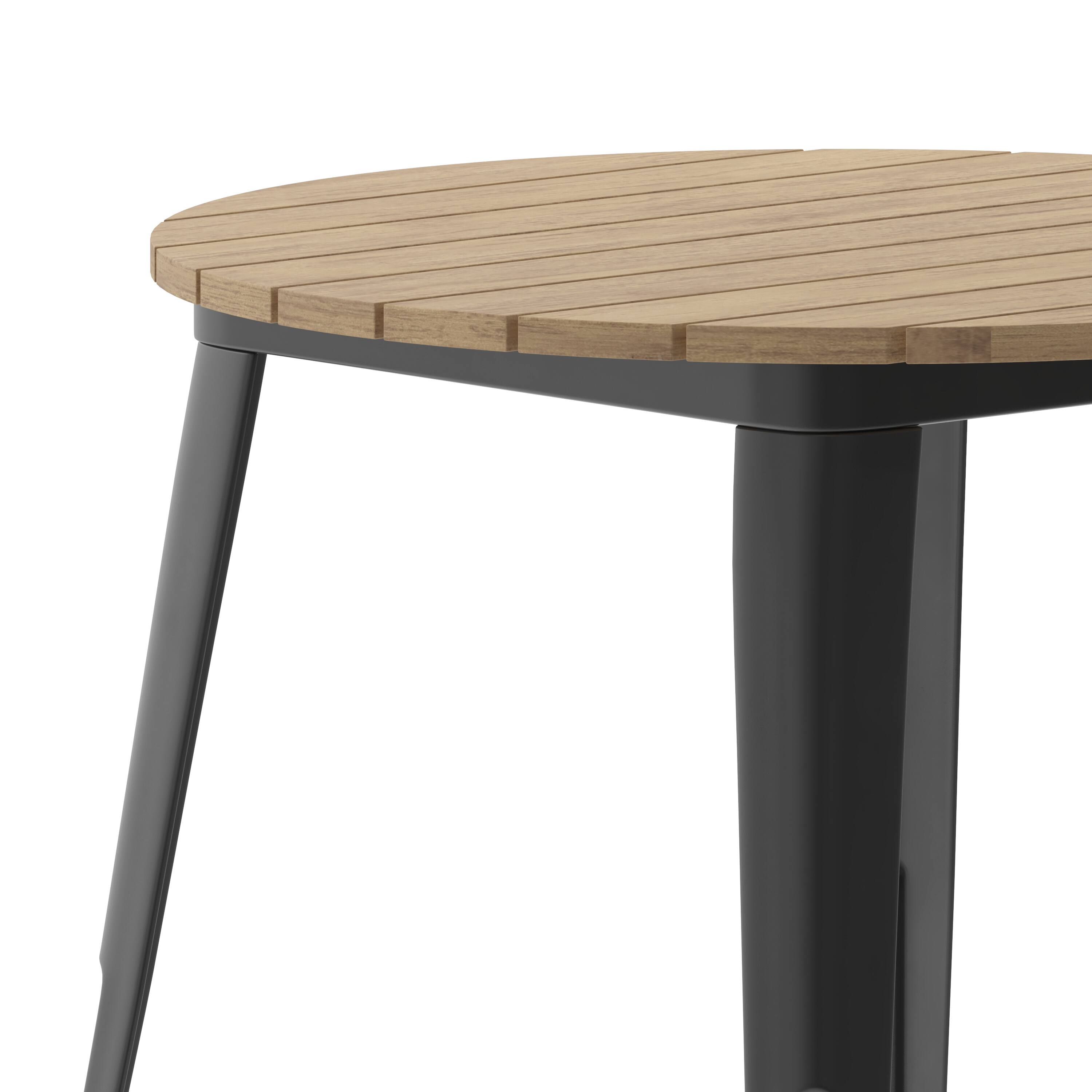 Alt View 9. Emma + Oliver - Drew Indoor/Outdoor Dining Table, 30" Round All Weather Poly Resin Top with Steel Base - Brown Top/Black Frame.