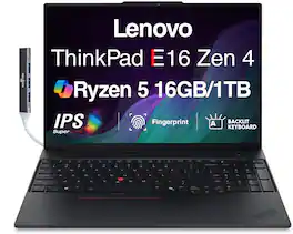 Lenovo - Upgraded - ThinkPad E16 Laptop 16.0 WUXGA (AMD Ryzen 5 230, 16GB DDR5, 1TB PCIe SSD, AMD Radeon, Win 11 Pro) w/USB Hub - Black