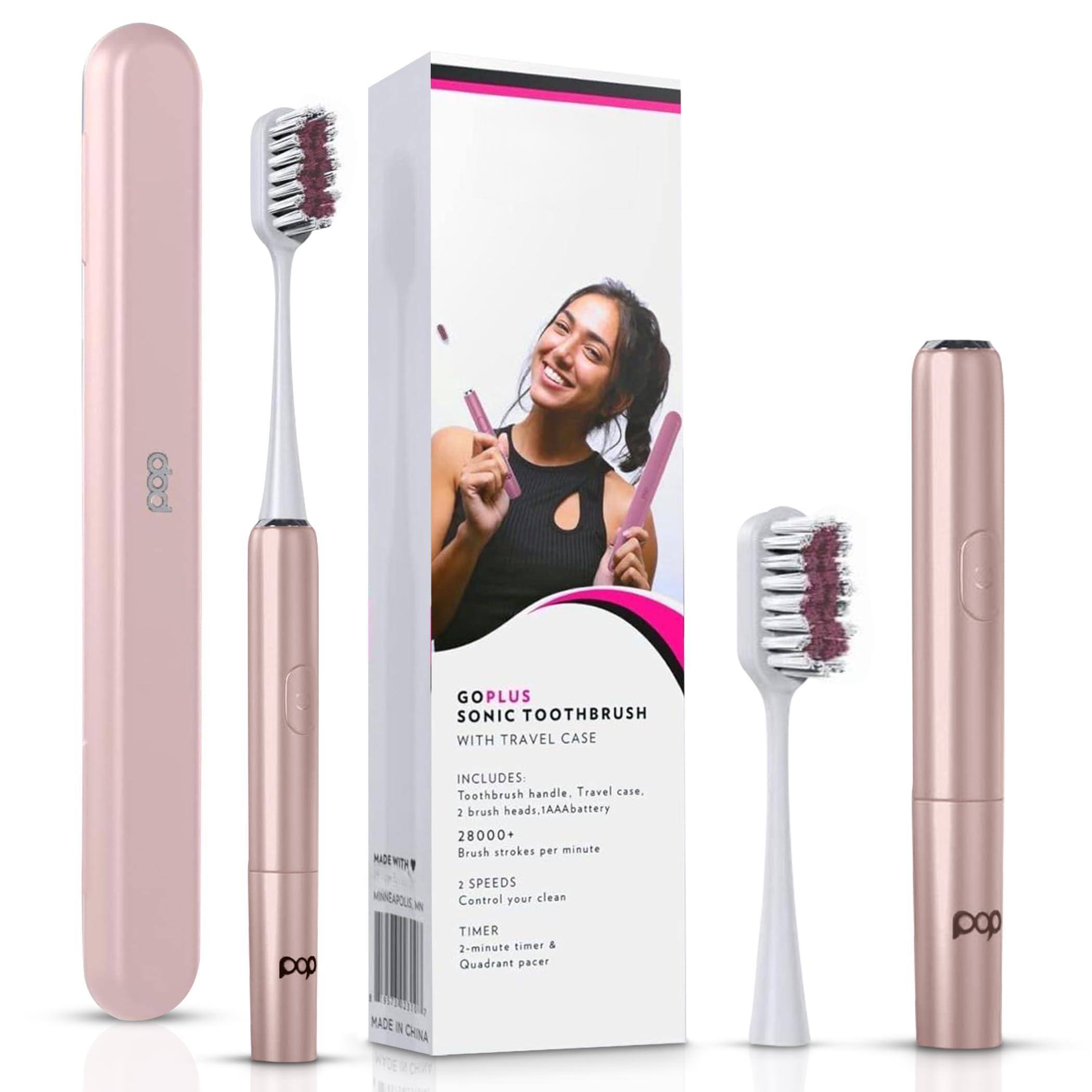 GOPLUS SONIC TOOTHBRUSH WITH TRAVEL CASE

INCLUDES:
- Toothbrush handle
- Travel case
- 2 brush heads
- AAA battery

28000+ Brush strokes per minute

3 SPEEDS

Control your clean

2-minute timer

Quadrant pacer

MADE IN CHINA