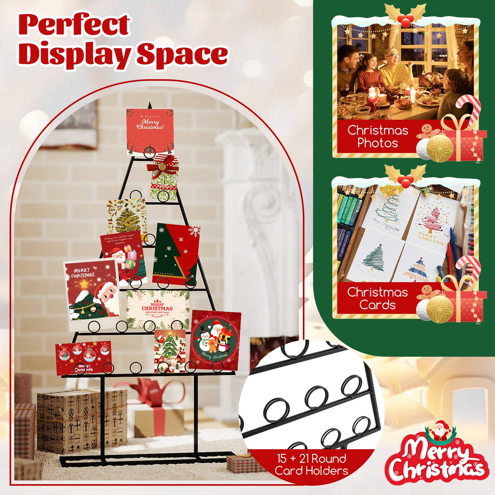 Perfect Display Space

Merry Christmas!

Christmas Photos

Christmas Cards

15 + 21 Round Merry Card Holders