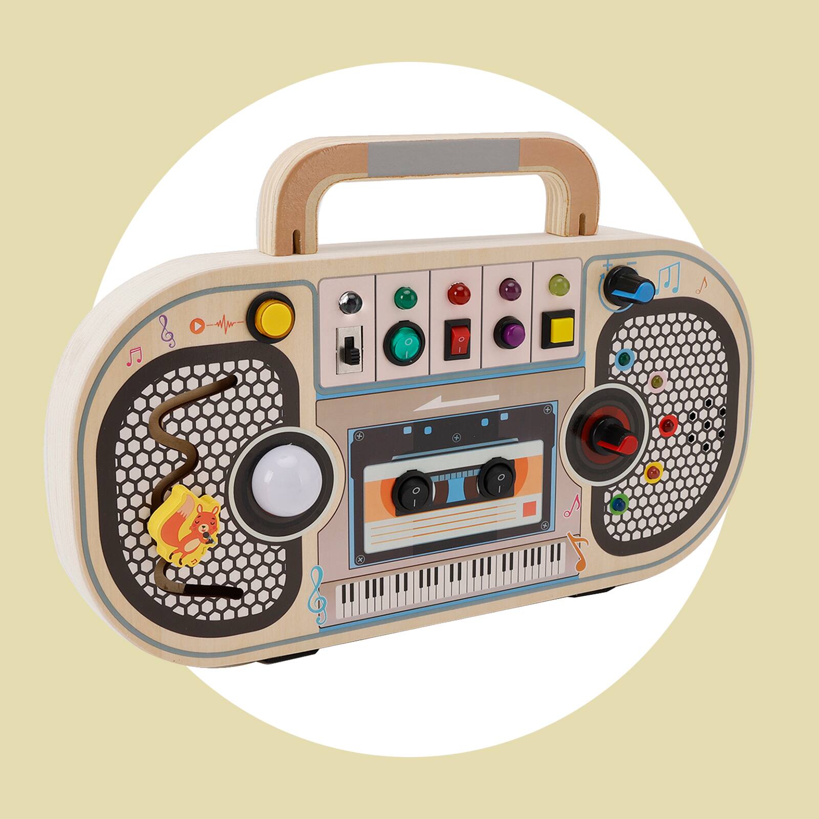 Alt View 1. Topteng - LED Musical Busy Board with 5 Sensory Light Switches-Montessori Toy for Toddler,Wooden Activity Board with Squirrel Game.