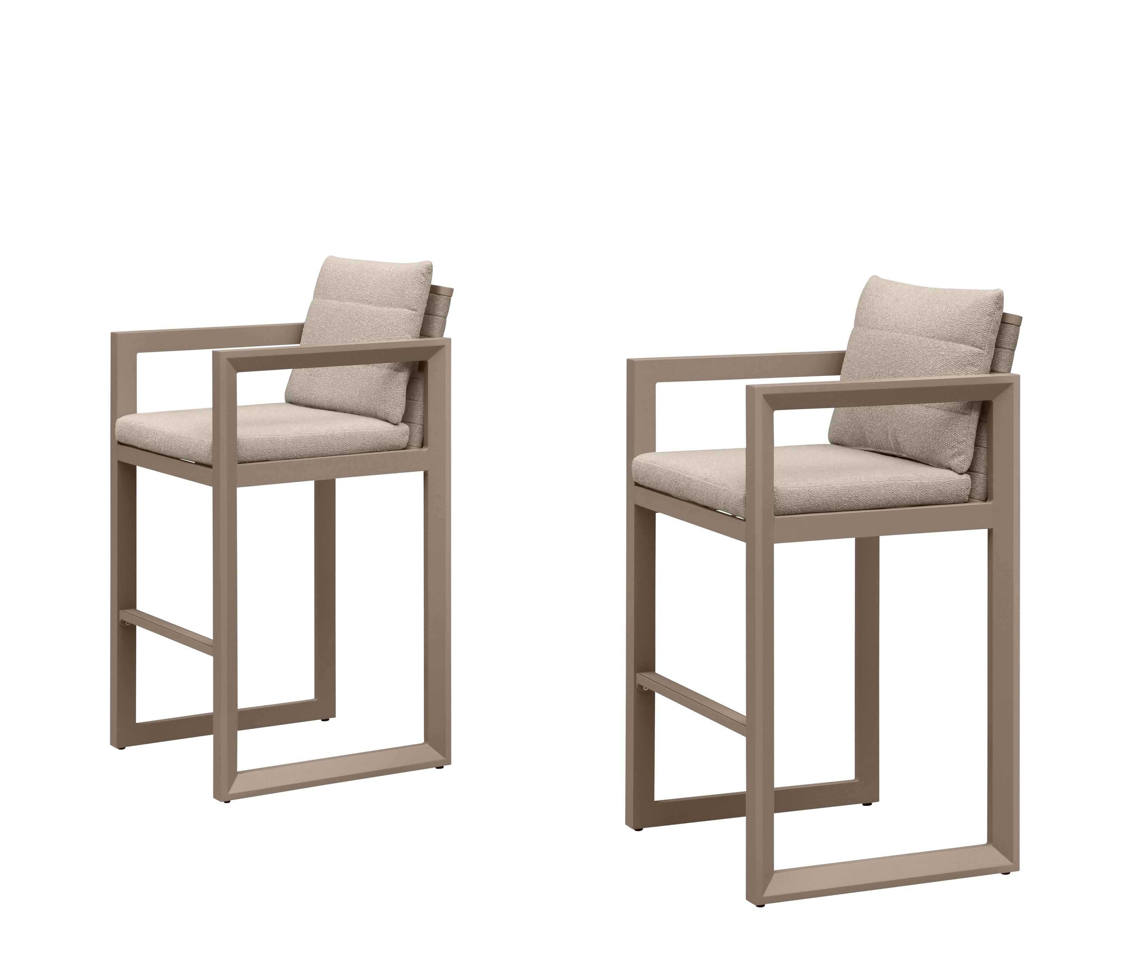 Alt View 10. PURPLE LEAF - Outdoor Caesar Bar Stools Set of 2 Modern Aluminum Barstools with Stainless Removable Cushion for Kitchen Outside Island - Khaki-Bar Stool.