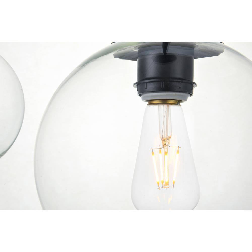 Alt View 1. Living District - Baxter 5 Lights Black Pendant With Clear Glass - Black And Clear.