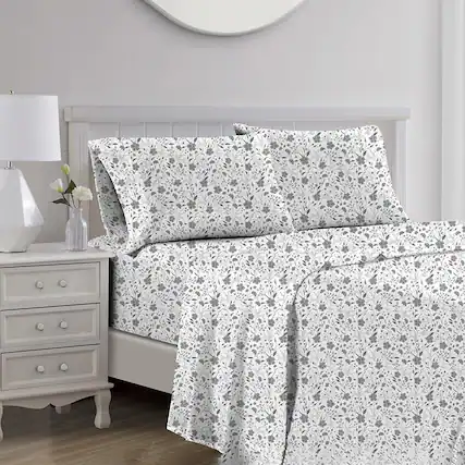 Front. RT Designers Collection - RT Designers Collection Lucy 1000 Thread Count CVC Ultra Soft Sheet Set Silver Queen - Silver.