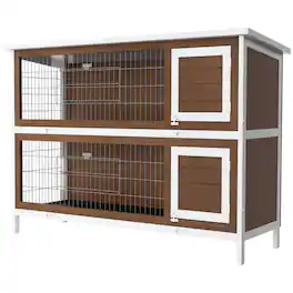 Pawhut - Wooden Rabbit Hutch w/ Dividers Asphalt Roof for Small Animals & Outdoors
