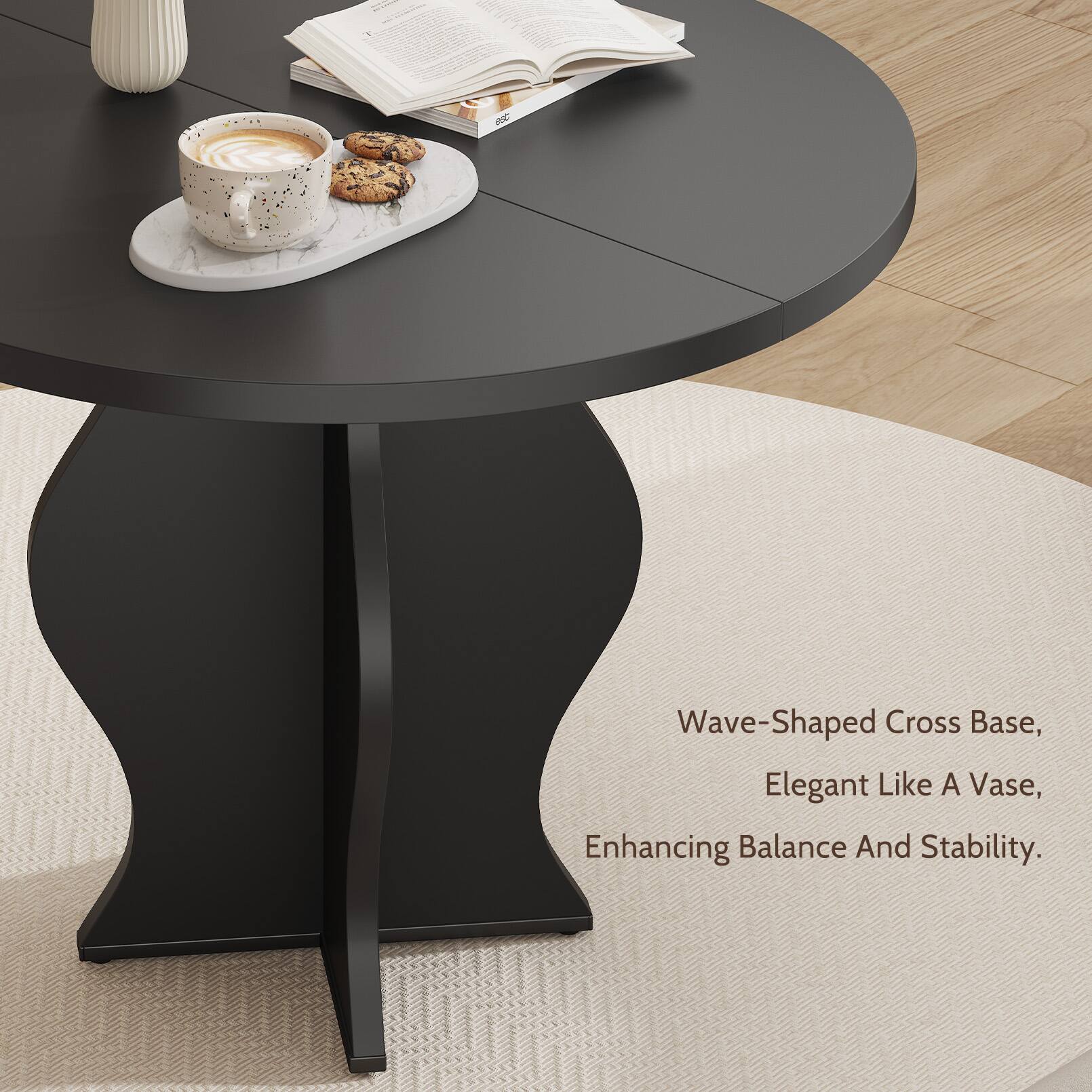 Wave-Shaped Cross Base, Elegant Like A Vase, Enhancing Balance And Stability.
