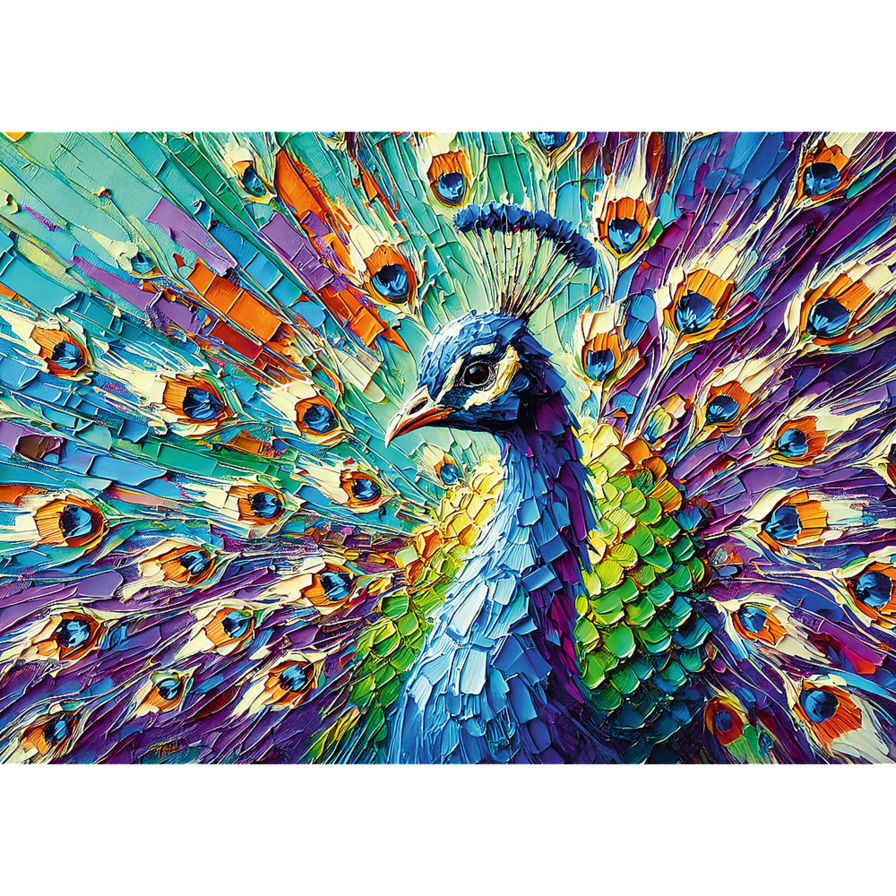 Angle. Trefl - Trefl Premium Plus Colorful Peacock 1000 Piece Puzzle.