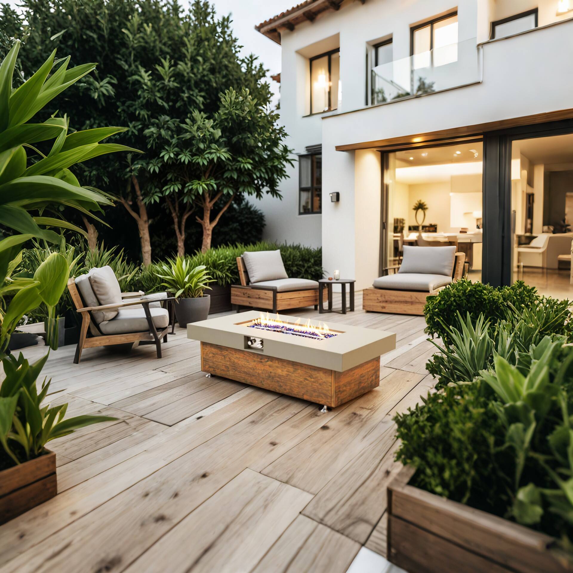 Alt View 7. PexFix - 48" Propane Fire Pit Table, 50,000 BTU Outdoor Heater with Wood Grain Finish & Cover for Patio - Brown.