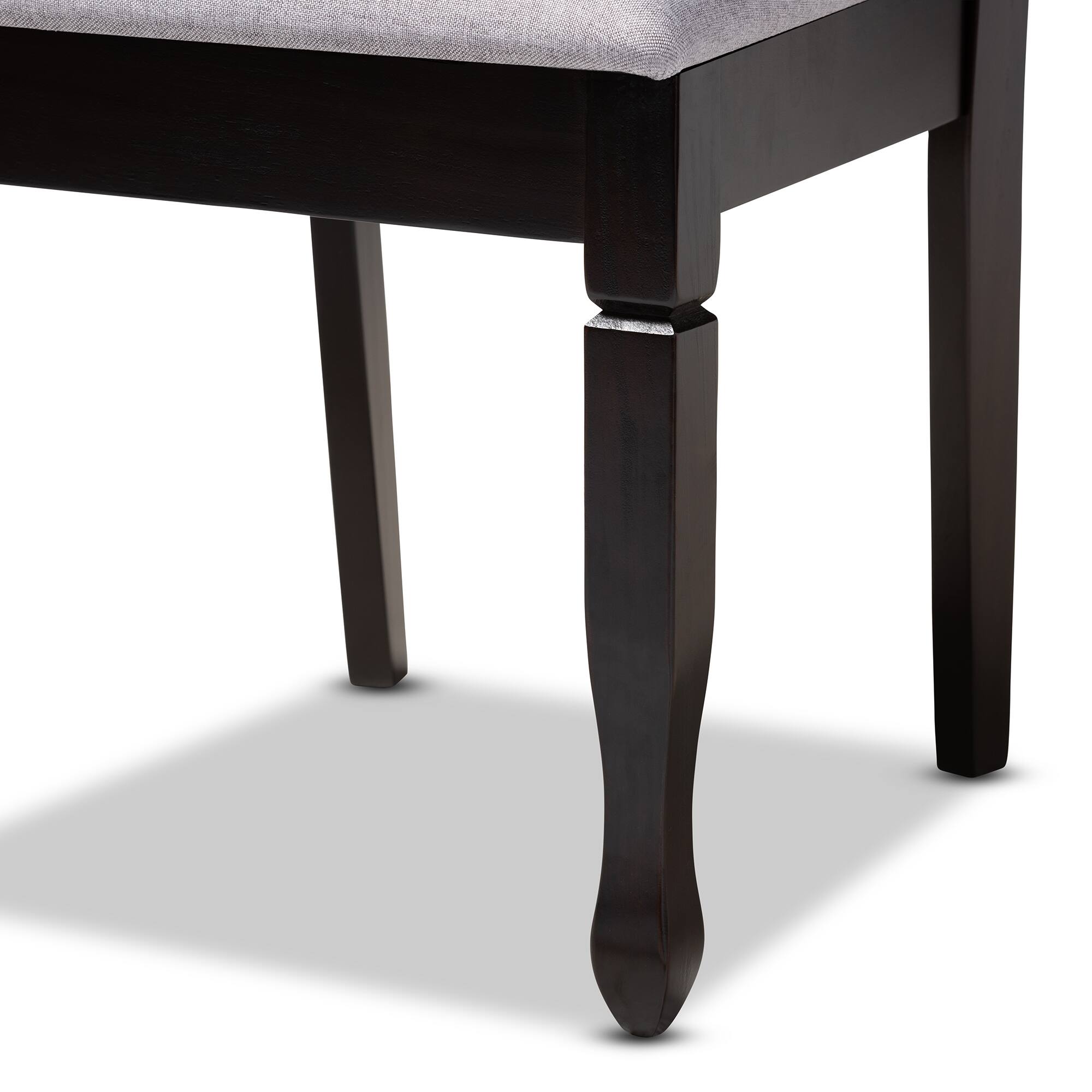 Back. Baxton Studio - Reneau Modern and Contemporary Fabric Upholstered Espresso Finished Wood Dining Chair - Gray/Espresso.