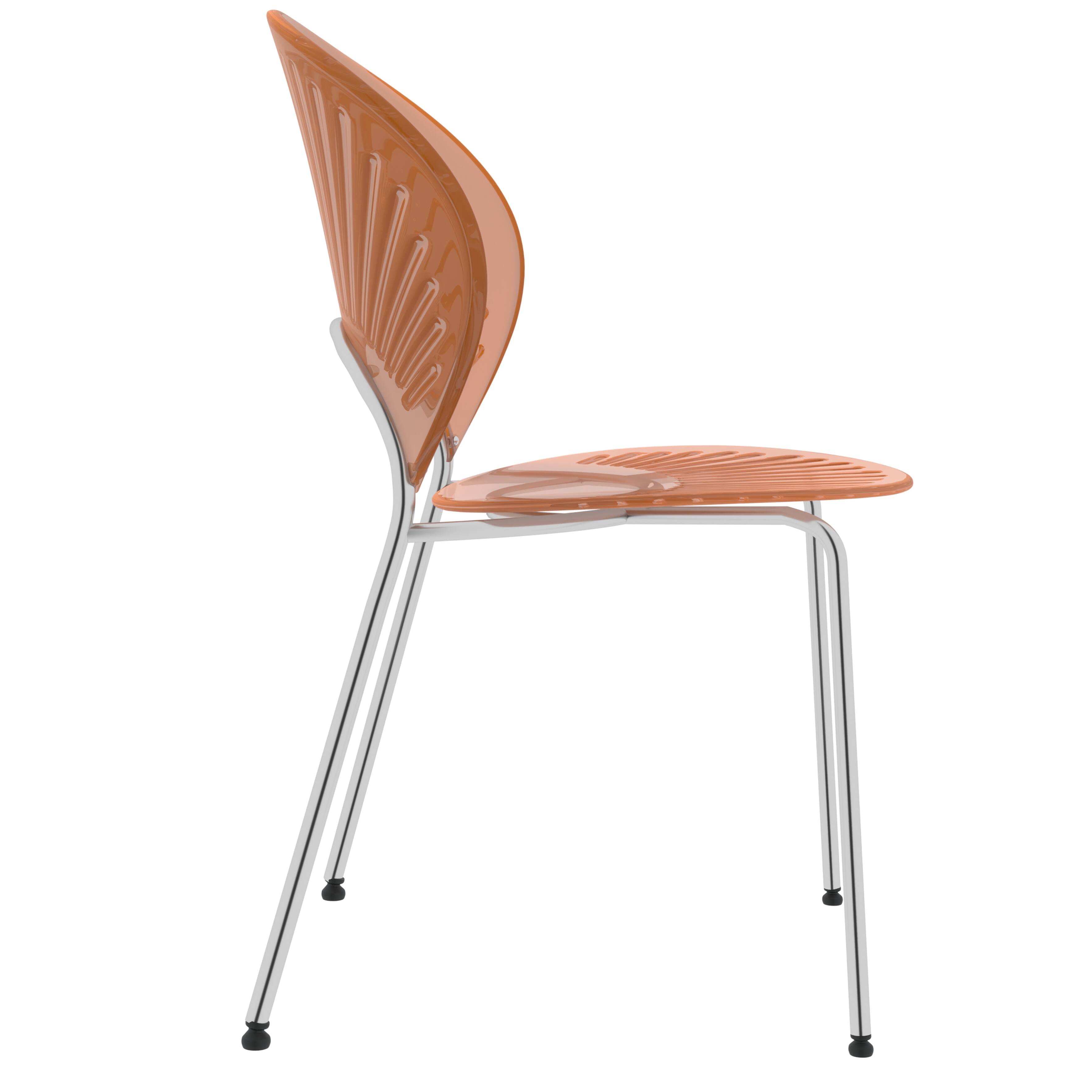 Alt View 2. LeisureMod - Opulent 2-PCS Modern Plastic Dining Chair, Stackable Shell Accent Chair with Chrome Base & Protective Floor Glides - Amber.