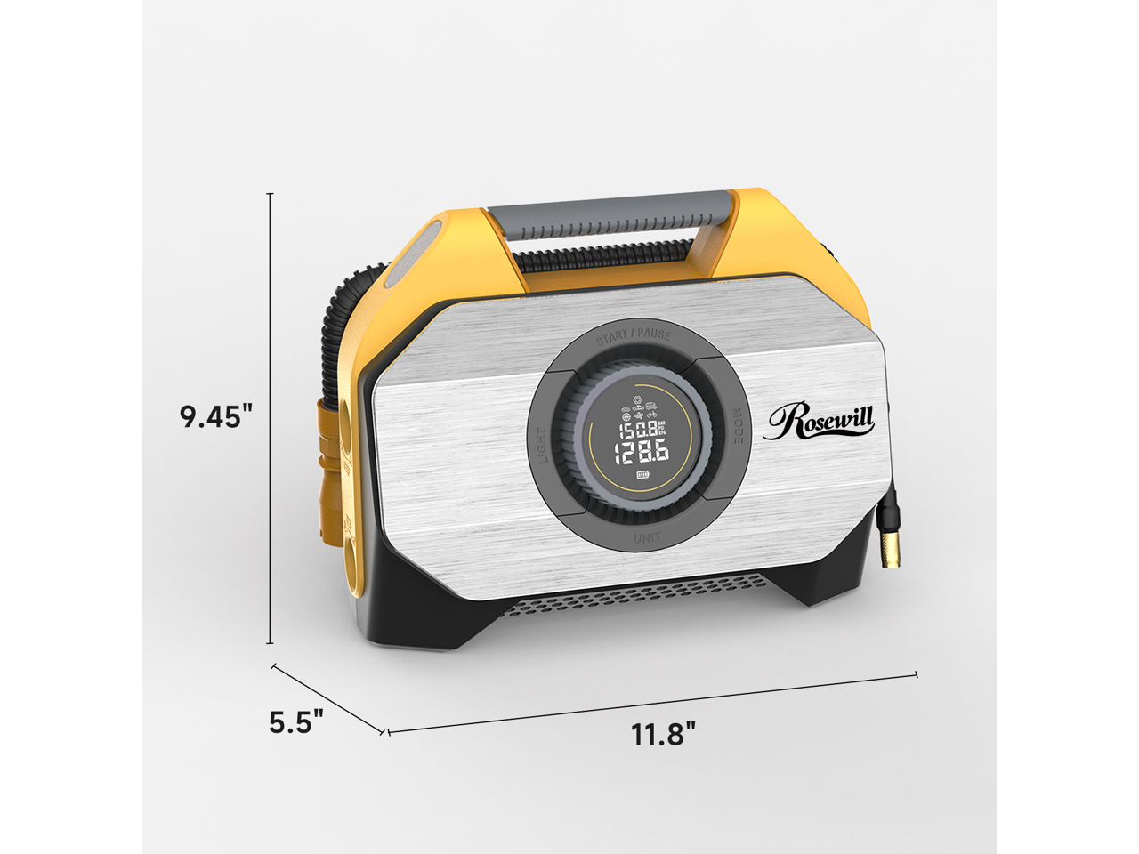 START / PAUSE  
9.45"  
LIGHT  
1508  
les  
128.6  
MODE  
Rosewill  
UNIT  
5.5"  
11.8"