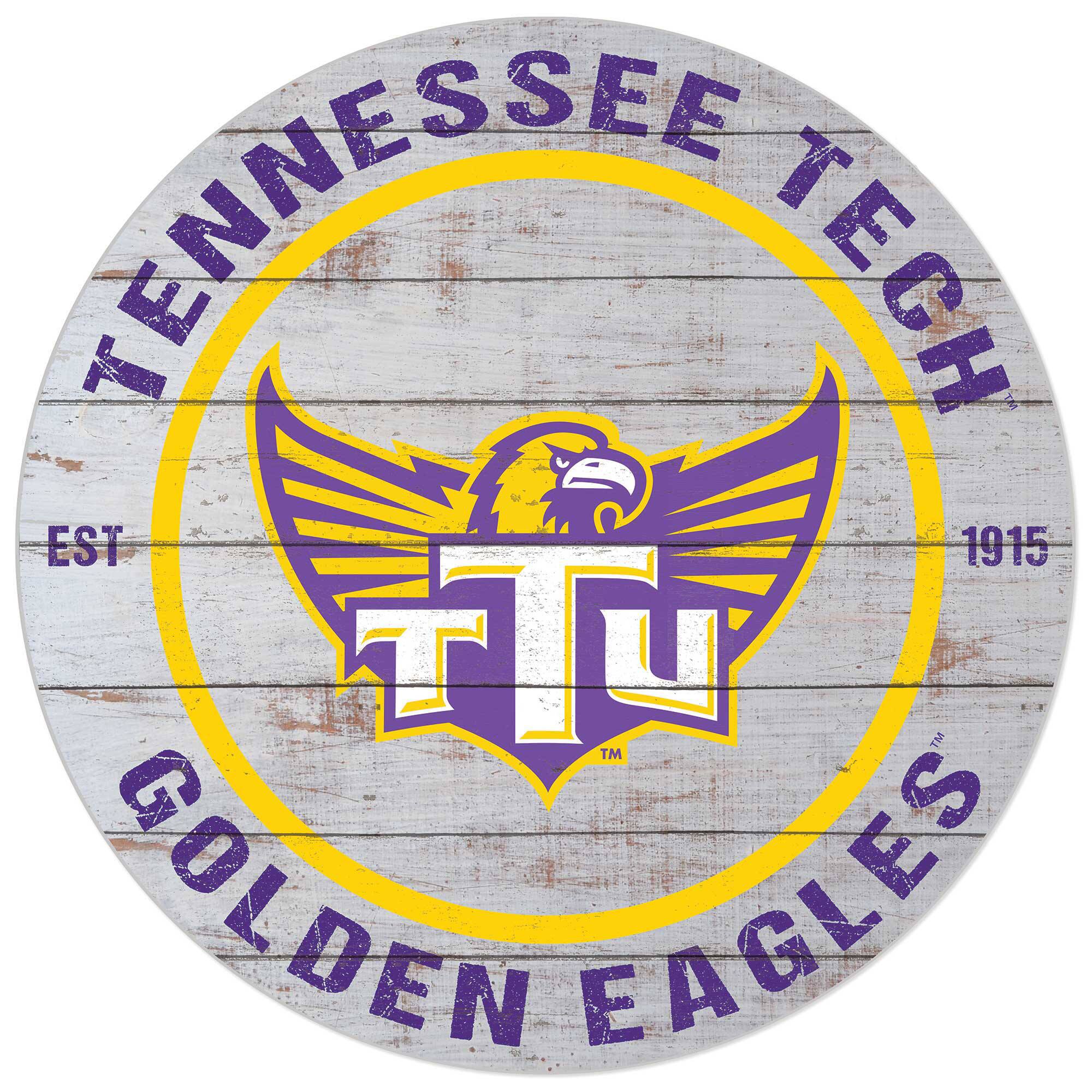 White Tennessee Tech Golden Eagles 20'' x 20'' Indoor/Outdoor Weathered Circle Sign