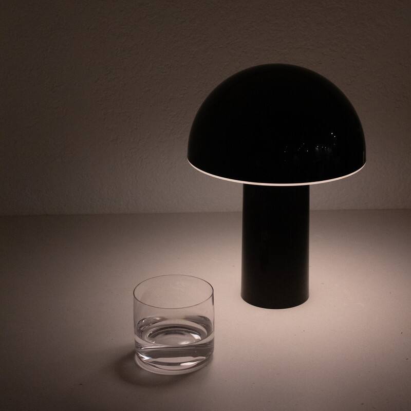 Alt View 5. Brightech - Celia LED Modern Industrial Round Dome Dimmable Cordless Portable Rechargeable Bedside Nightstand Desk Lamp - Glossy Black.