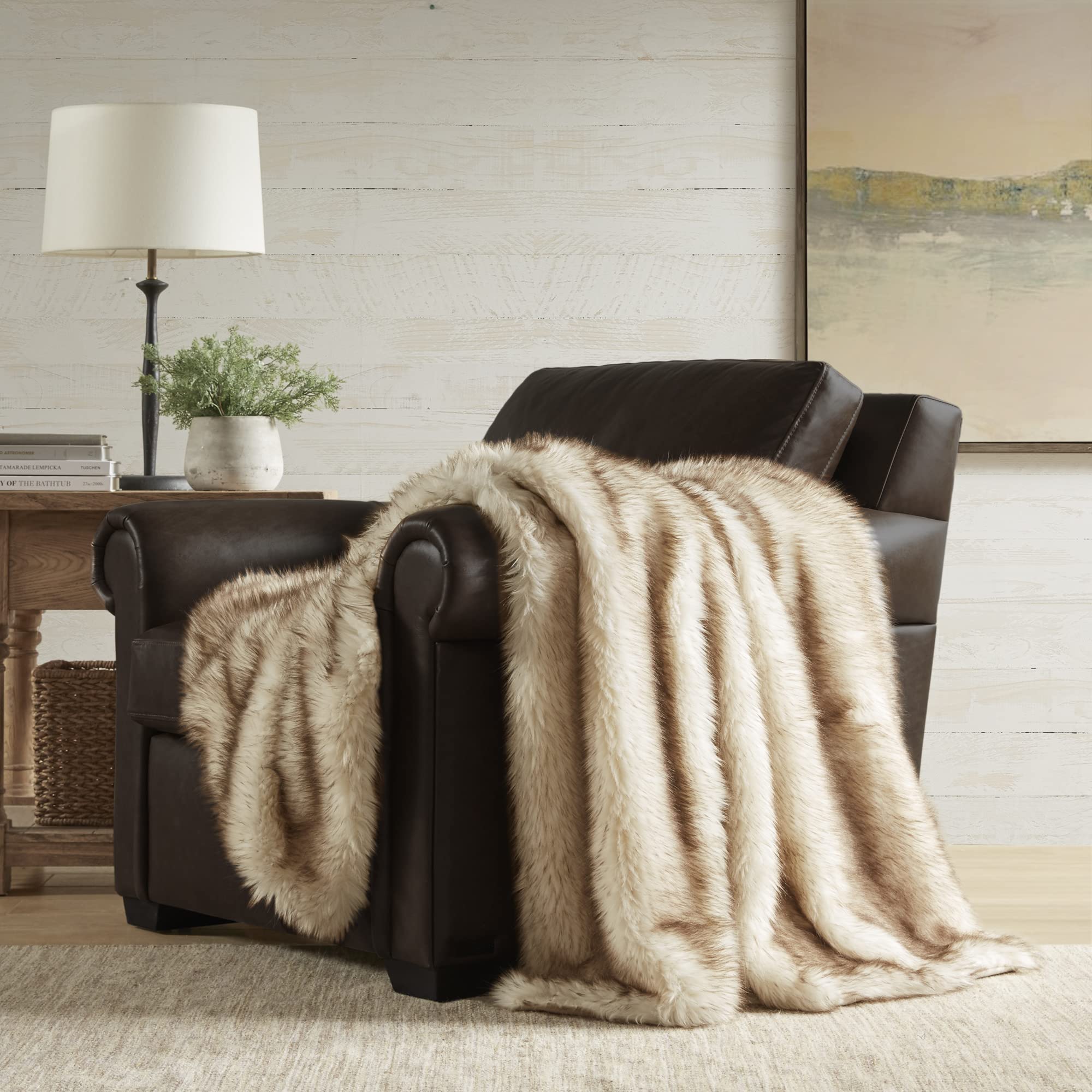 Alt View 1. Alchemy Casas - Faux Throw Blanket   Ultra Long Pile Luxury Fluffy Fox Golden With Tipped Blankets For Home Decor Fuzzy Plush - Direwolf 50x60".