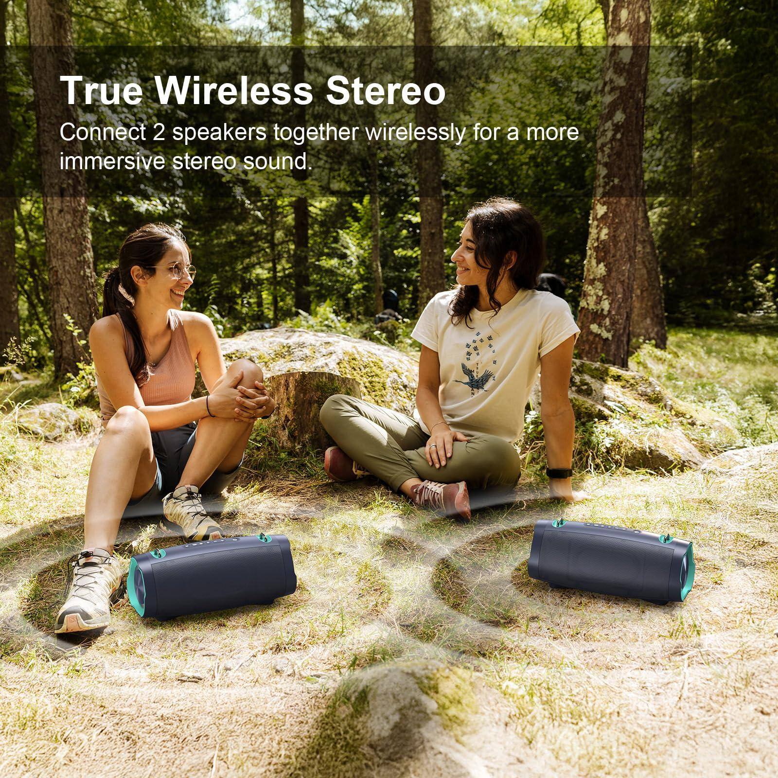 True Wireless Stereo  
Connect 2 speakers together wirelessly for a more immersive stereo sound.