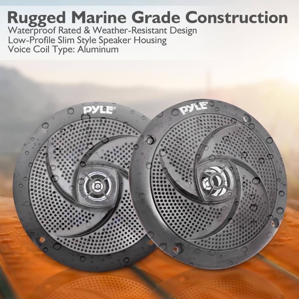 Rugged Marine Grade Construction  
Waterproof Rated & Weather-Resistant Design  
Low-Profile Slim Style Speaker Housing  
Voice Coil Type: Aluminum