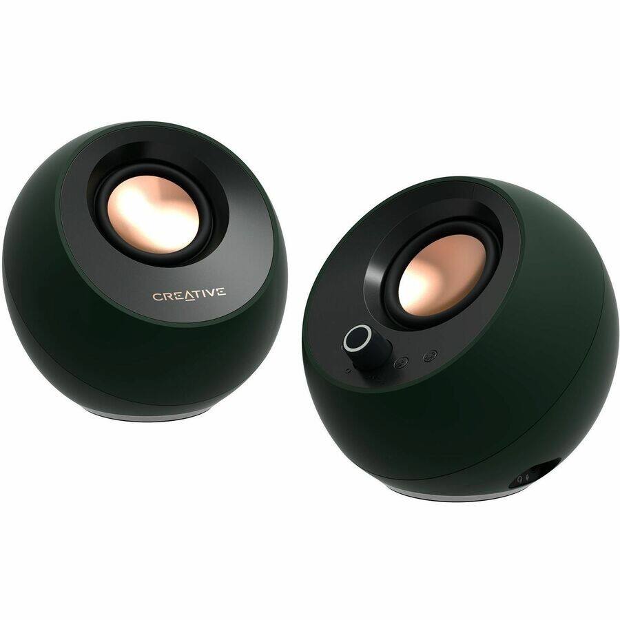 Angle. Creative Labs - Creative Pebble Pro Minimalist 2.0 USB-C Speakers with Bluetooth, RGB Lighting - Black - Black.