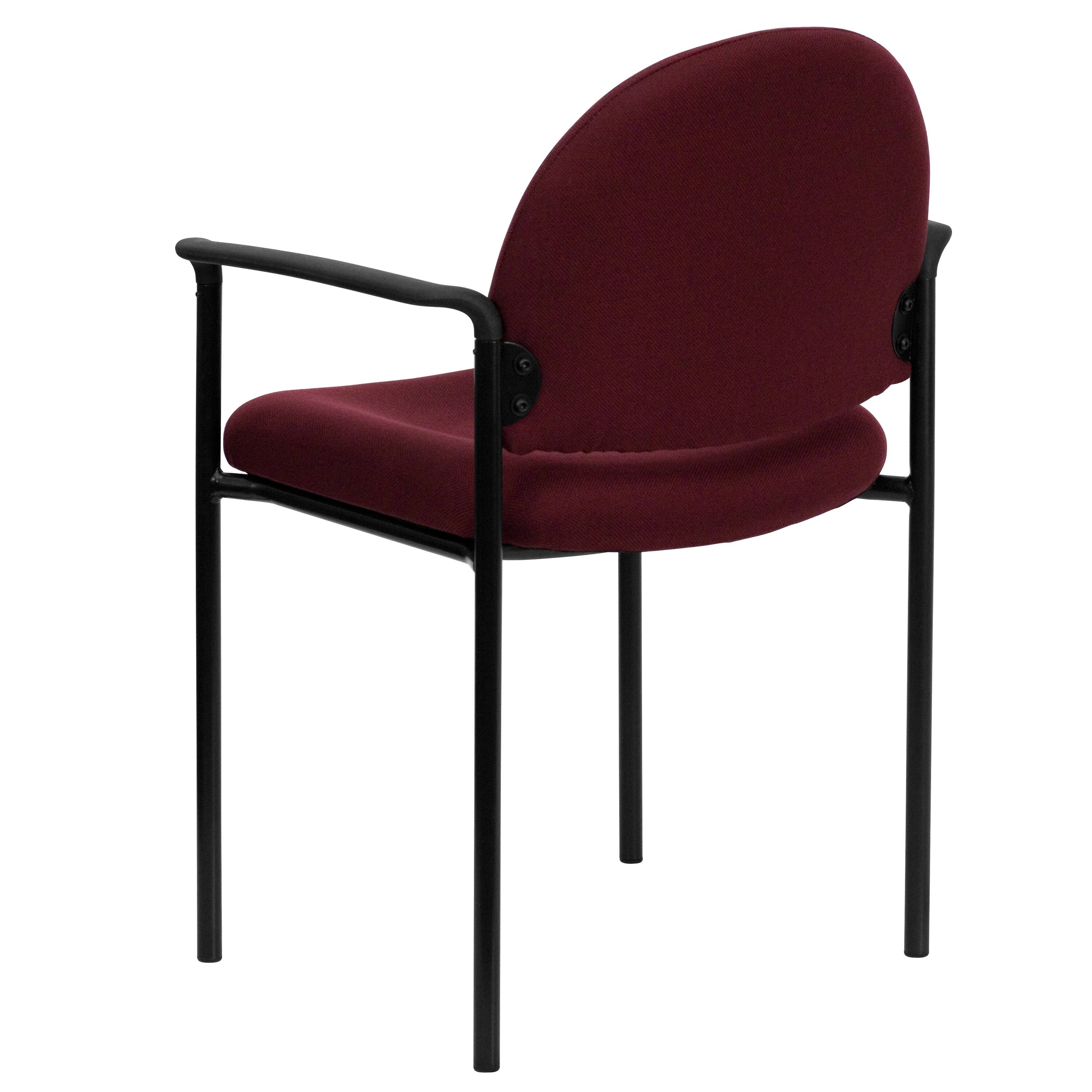 Alt View 5. Emma + Oliver - Comfort Stackable Steel Side Reception Chair with Arms - Burgundy Fabric.